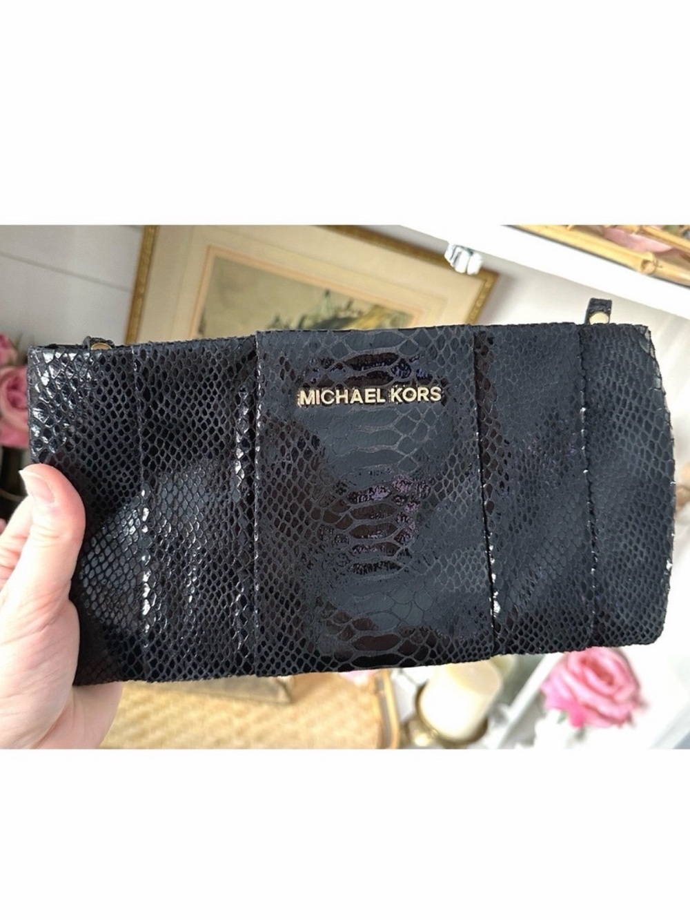 Michael Kors Black Python Embossed Crossbody - Picture 5 of 8